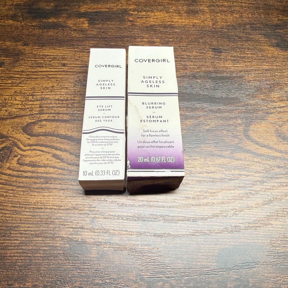 Covergirl Simply Ageless Skin Eye Lift‎ And Blurring Serum Set 2pc White Purple